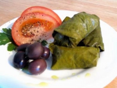 Zucchini Dolmas, Olives, and Tomatoes