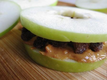 Apple Peanut Butter Raisin Sandwiches